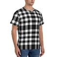 thumbnail image 4 of Yiaed White And Black Plaid Print Mens Short Sleeve Tight Fit T-Shirt, Crewneck Casual Tee-X-Large, 4 of 5
