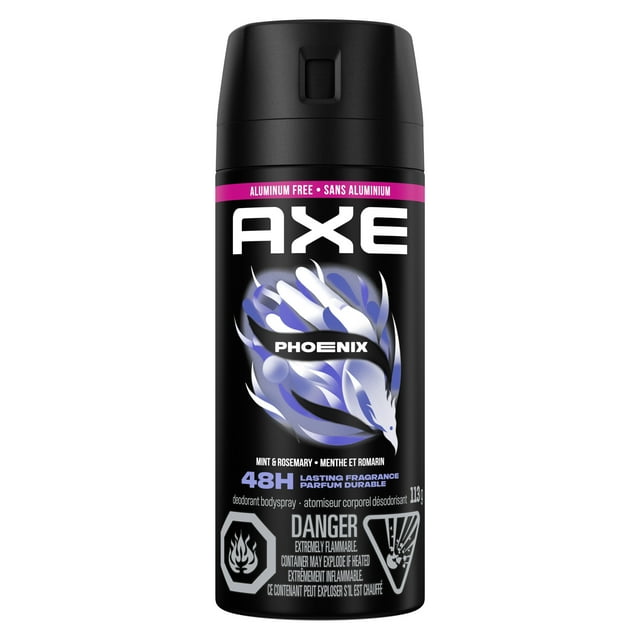 AXE Phoenix Deodorant Body Spray for 48-Hour odour protection, Crushed Mint & Rosemary, Aluminum-free Deodorant, 113g