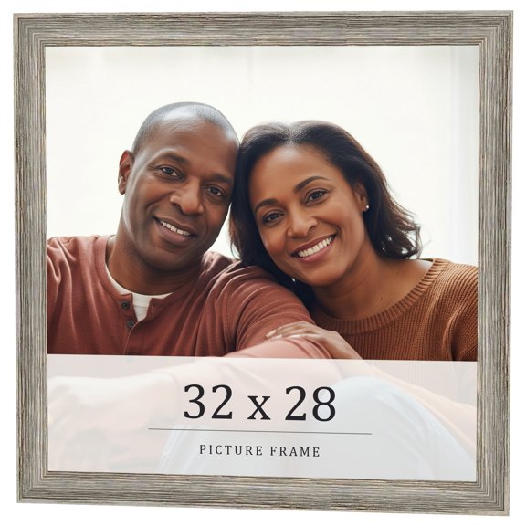 32x28 Frame Grey Solid Wood Picture Frame Width 1 Inches | Interior Frame Depth 0.5 Inches |