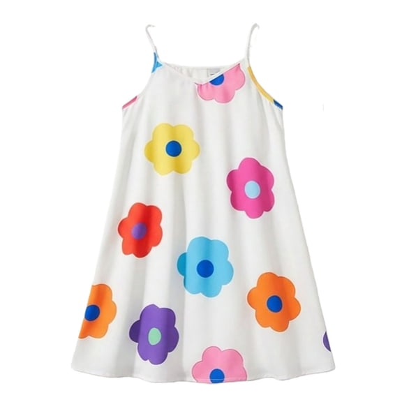 shoper Girls Dresses Size 6, Girls Summer Floral Print Sleeveless Casual Dress Round Neck Fashion Toddler Kids Attire