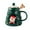 Green 256, variant on QuLuJing Fathers Day Mug, Christmas Ceramic Mug Cute with Spoon Lid Large Capacity Household Ceramic Water Cup