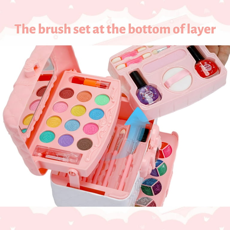 Besly 21pieces Child Girls Makeup Set Toys Real Makeup Kit Toys for Girls Toys Age 6-12, Girl's, Size: 21pcs, Pink