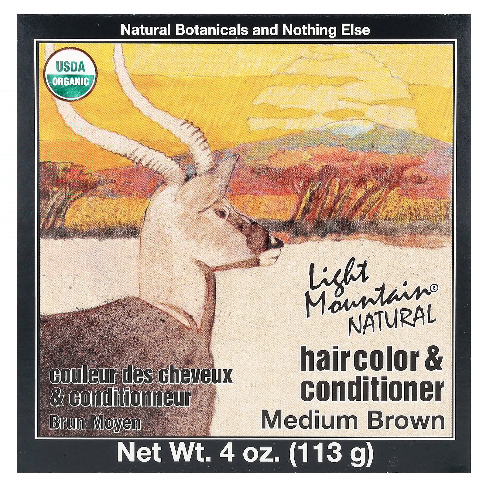 Light Mountain Natural Hair Color and Conditioner Medium Brown - 4 fl oz