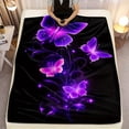 thumbnail image 5 of 1pc Luxurious Purple Butterfly Flannel Blanket, Ultra-Soft Warm 280GSM Plush Throw for Couch Bed Travel Camping, Elegant Home Decor Gift in 3 Sizes, All-Season Cozy Bed Cover, 5 of 11