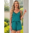 thumbnail image 3 of DARING DIVA Women's Cami Pajamas Rayon Lace Trim V-Neck Tops with Shorts M Green, 3 of 7
