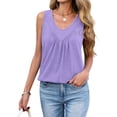 thumbnail image 1 of Women'S Tank Top Loose Fit Sleeveless Shirts V Neck Summer Ruched Tees and Tanks Curved Hem XXL, 1 of 9