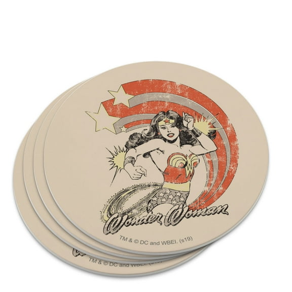Wonder Woman Deflecting with Bracelets Novelty Coaster Set