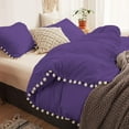 thumbnail image 3 of DNG Creations 1 Piece White Pom Pom Duvet Cover with Zipper Closure, 100% Egyptian Cotton, 800 Thread Cotton ( California King - Solid Purple ), 3 of 5