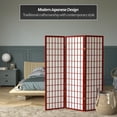 thumbnail image 2 of Red Lantern 5 ft. Tall Window Pane Shoji Screen - Rosewood - 3 Panels, 2 of 7