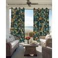 thumbnail image 4 of Abstract Art Blackout Curtains 45 Inches Long for Bedroom, Geometric Modern Art Orange Teal Thermal Insulated Room Darkening Black Out Window Curtain Panels Grommet Drapes for Living Room, 4 of 8