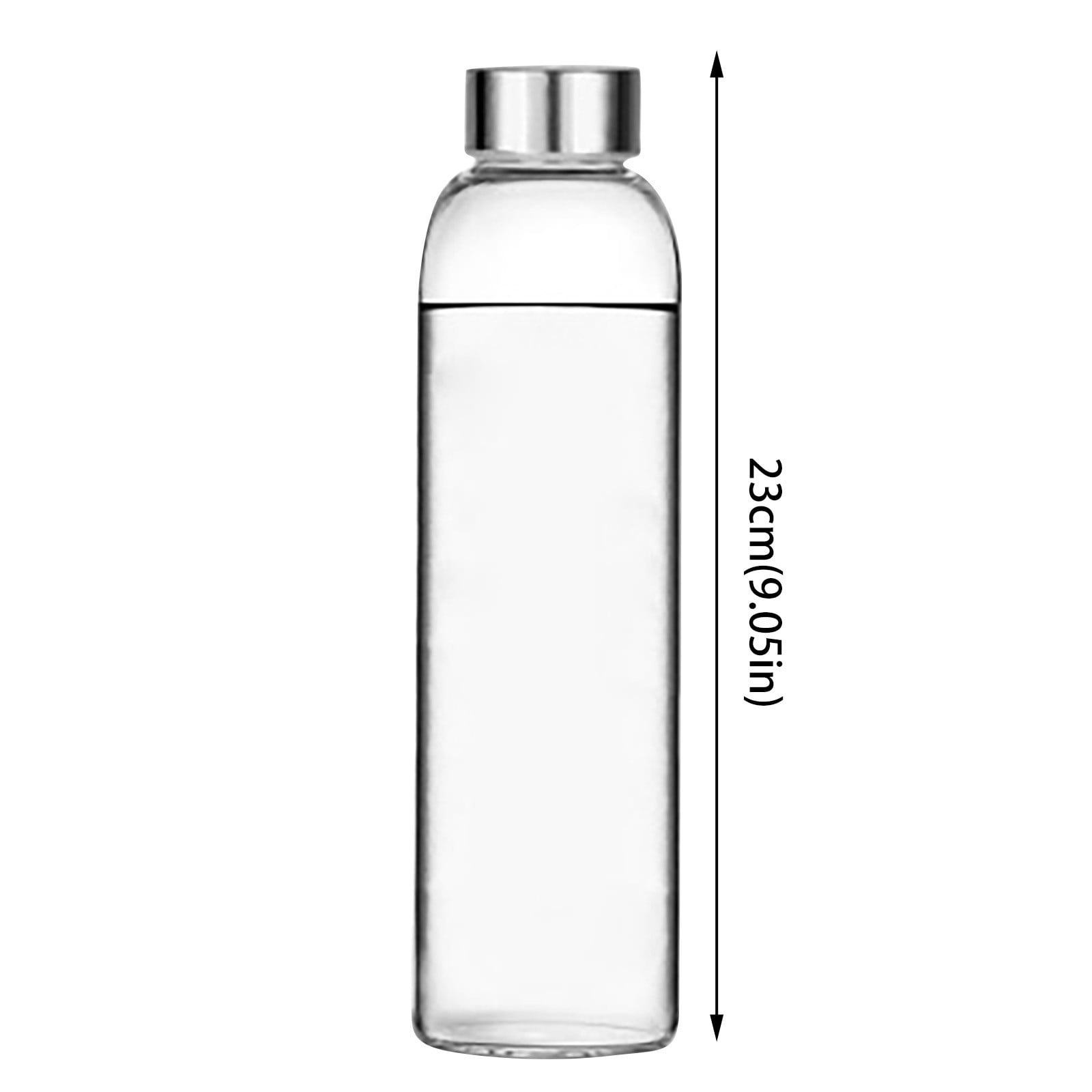 XKHZJL 18 Oz Glass Water Bottles, Glass Drinking Bottle with Protection Sleeve, Juice Bottles with Stainless Steel Leak Proof Lids, Pack of 6
