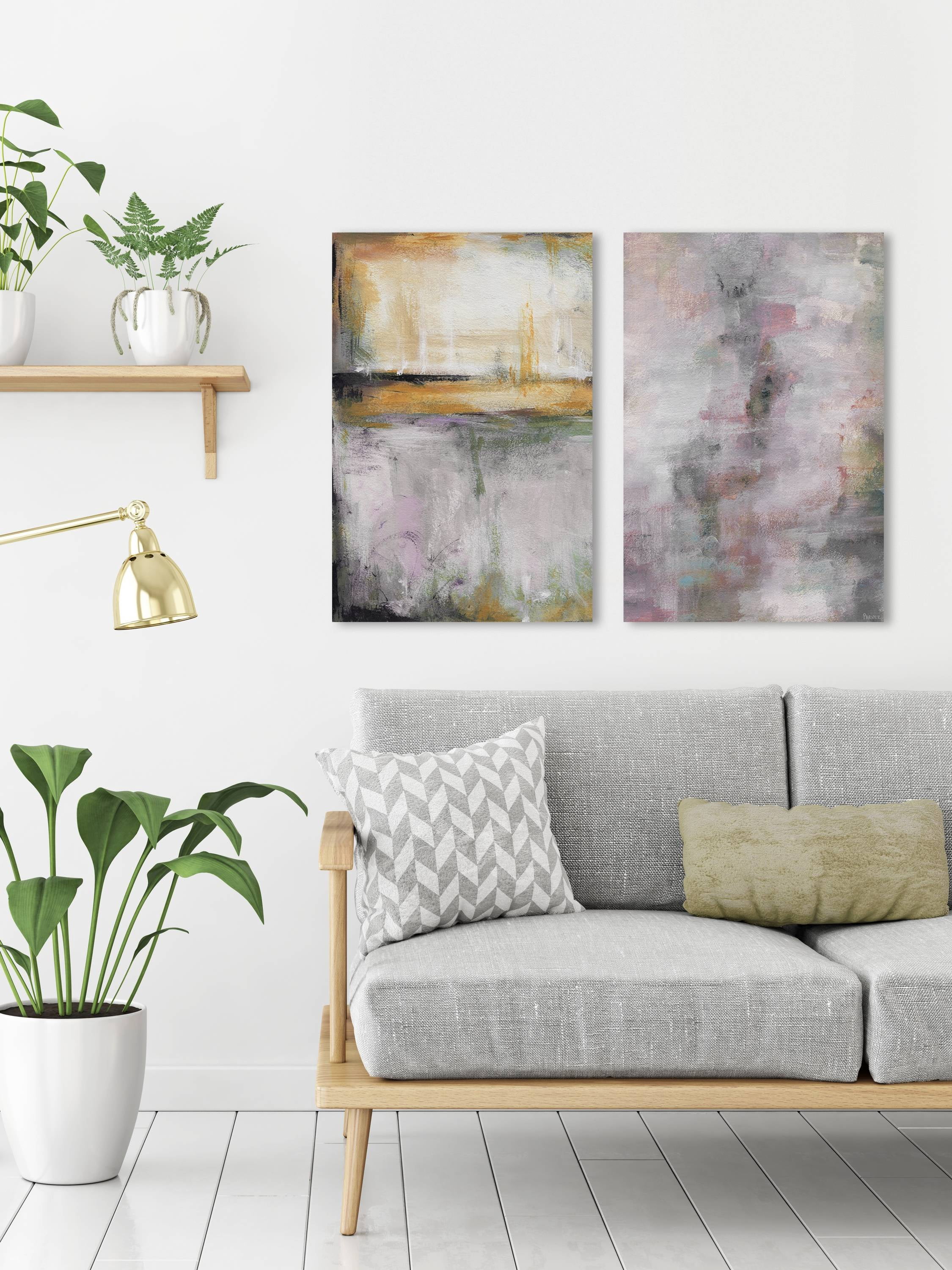Pink and Yellow Smokes Diptych