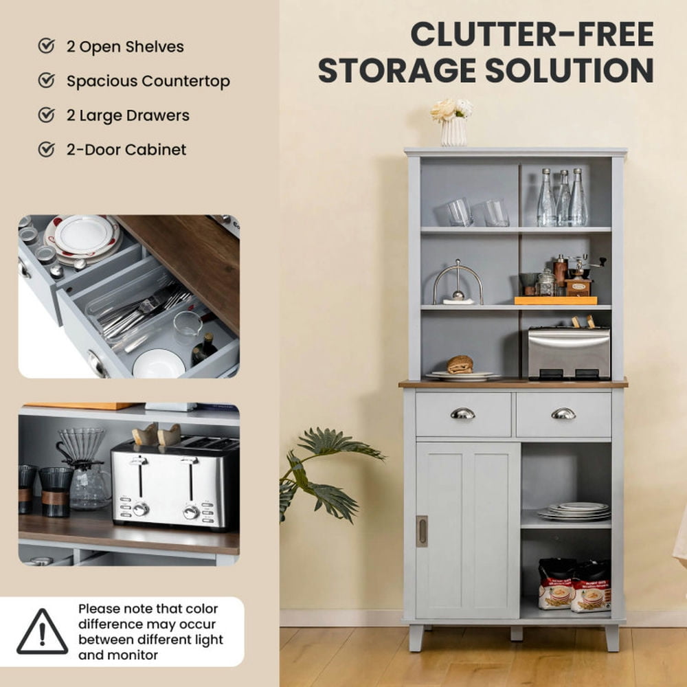 Finihen Kitchen Storage Cabinet, Buffet Sideboard, 67 inches Freestanding Kitchen Pantry Cabinet with Sliding Doors, for Dining Room, Kitchen, Living Room, Gray Finihen Kitchen Storage Cabinet, Buffet Sideboard, 67 inches Freestanding Kitchen Pantry Cabinet with Sliding Doors, for Dining Room, Kitchen, Living Room, Gray