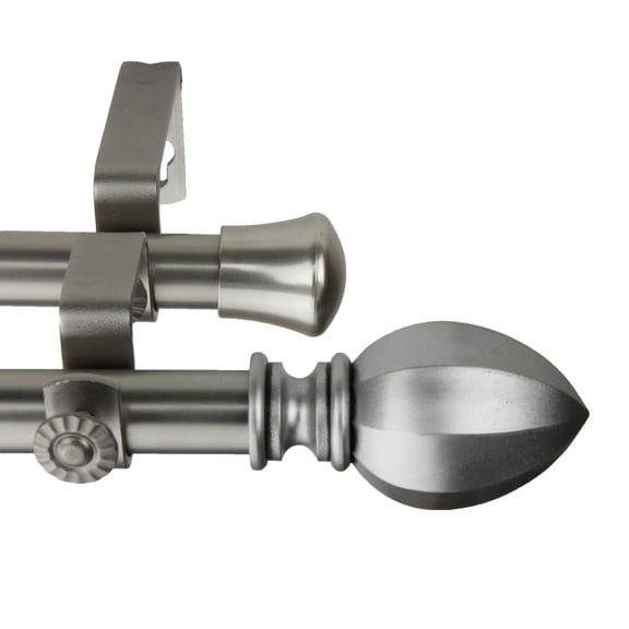 13/16 inch Baronet Double Curtain Rod 66-120" - Satin Nickel
