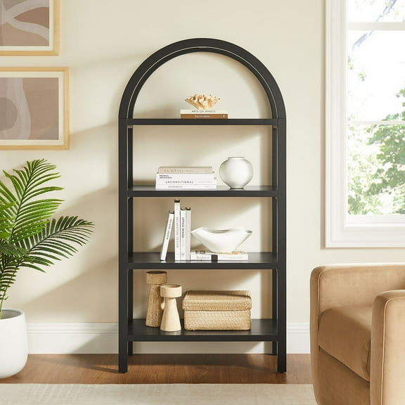 Modway Vexley 60 Inch Wide Arched Bookshelf in Black by Modway