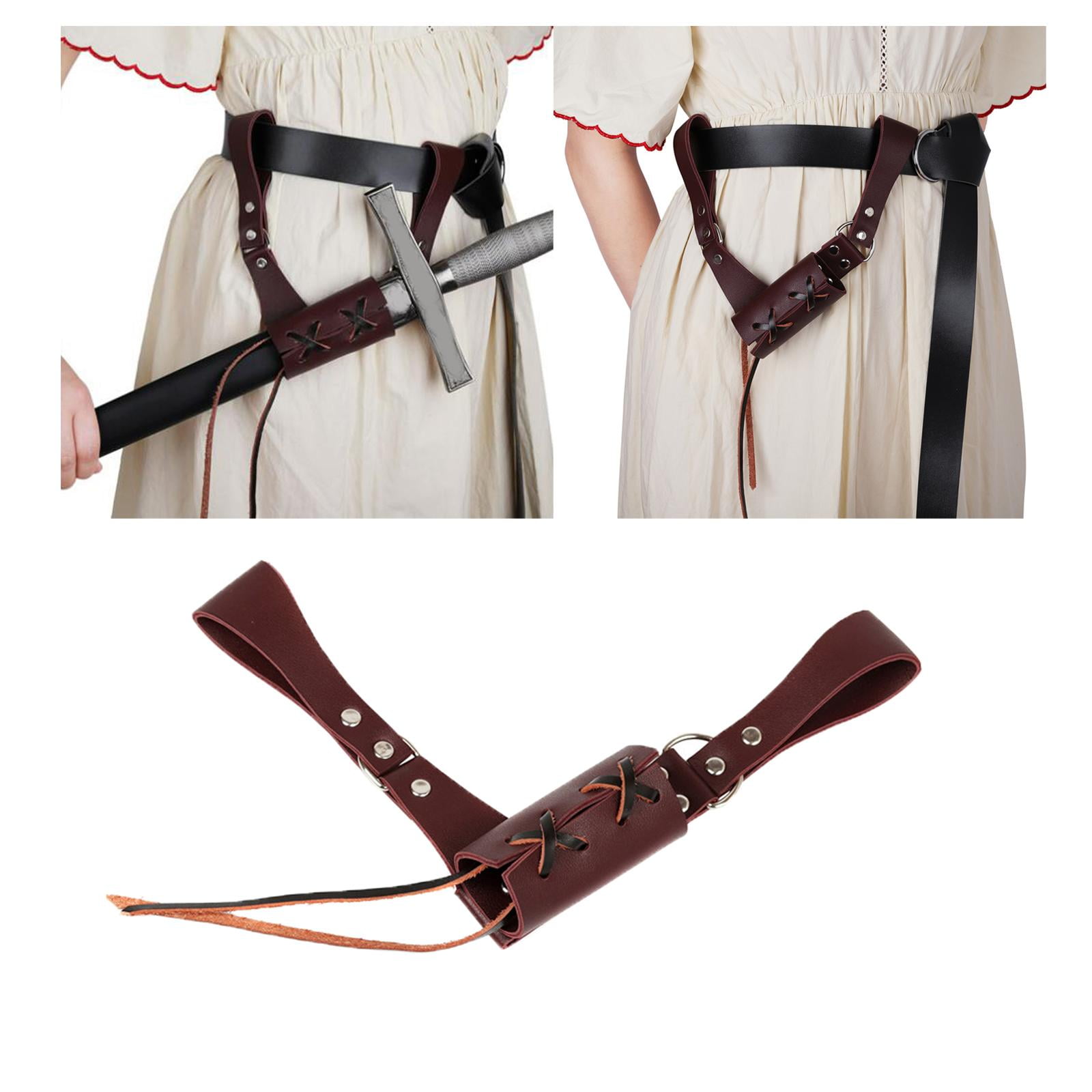 Retro Cosplay Medieval Leather Sling Warrior Back Scabbard for Sword Holder 