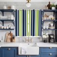 thumbnail image 2 of Curtains 84 Inches Long 2 Panels, Navy Blue Green Striped Grommets Window Treatment Curtain, Modern Minimalist Ombre Lines Thermal Curtains Drapes for Living Room/Bathroom, 2 of 9