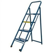 4 Step Thin Line Folding Step Ladder, 300 lbs, Blue