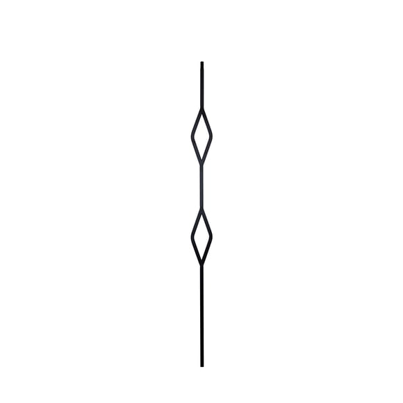 Home Stairway 44 in. x 0.5 in. Satin Black Double Diamond Hollow Wrought Iron Baluster, 10-pieces