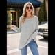 thumbnail image 5 of Suéter de Punto con Abertura Lateral Y2K para Mujer, Cuello Redondo, Larga, Blusa de Punto Liso con Abertura Lateral, Túnicas Gris L, 5 of 10