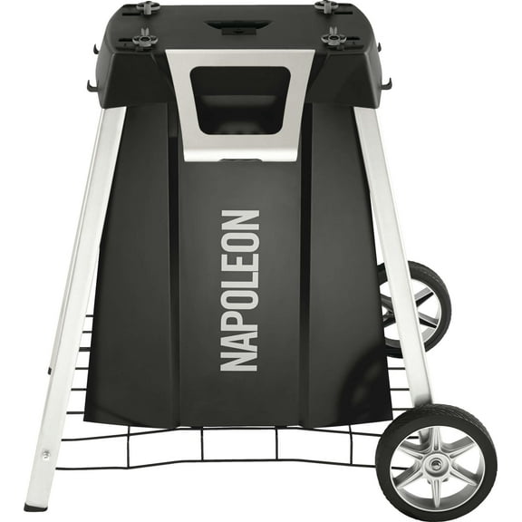 Napoleon BBQ Grill Accessory, TravelQ Stand for PRO285, Stainless Steel Condiment Tray, Integrated Bottle Opener, Concealed Propane Storage, Removable Side Shelves, All-Season Wheels