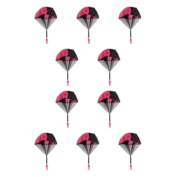 Bewildely Juguete de paracaídas para niños, paracaídas para lanzar a mano al aire libre, juguete para niños de aterrizaje educativo, rosa Rosa roja 10Conjunto