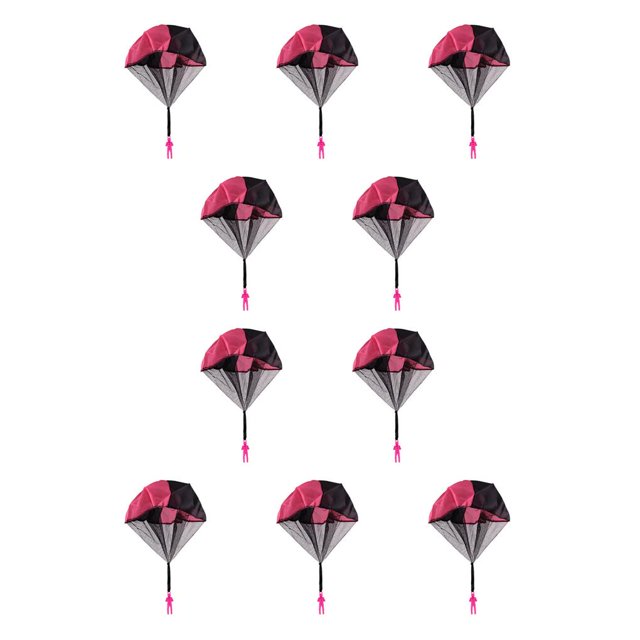 Vogacara Juguete de paracaídas para niños, paracaídas para lanzar a mano al aire libre, aterrizaje educativo, juguete para niños, rosa roja Rosa roja 10piezas