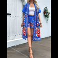 thumbnail image 4 of Bohemio Floral de Corta para Mujer, Talla Grande, con Abertura Frontal, Conjunto de 2 Piezas para Verano Azul XXL, 4 of 6