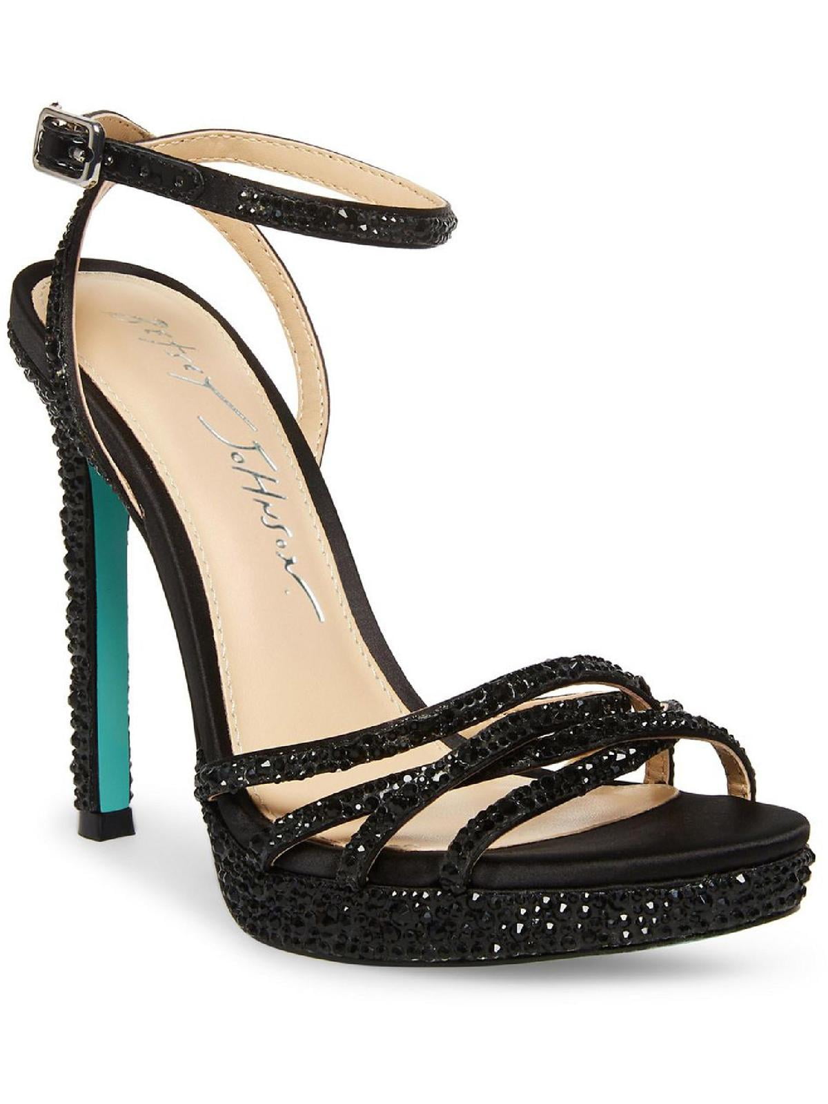 Betsey Johnson Womens SBADDE Embellished Ankle Strap Pumps