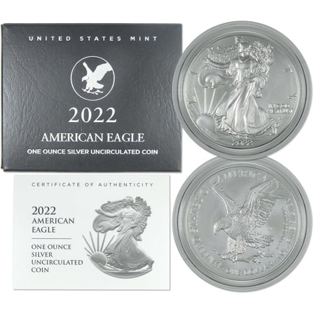 2022 W American Silver Eagle Uncirculated Bullion Burnished OGP COA