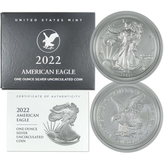 2022 W American Silver Eagle Uncirculated Bullion Burnished OGP COA