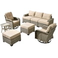 thumbnail image 5 of XIZZI 8-Piece Outdoor Patio Sectional Furniture Sets, Wicker Patio furniture with Swivel Chairs, Waterproof Outdoor Conversation Set for Backyard, Beige, 5 of 9