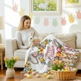 thumbnail image 4 of Throw Blanket Fleece Throw Blanket 50x60in, Cartoon Bunny Easter Egg Floral Soft Lightweight Bed Blankets Cute Rabbit Ears Garland Fuzzy Couch Blankets for All Season, 4 of 9