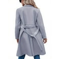 thumbnail image 5 of Women's Pea Trench Coats Notched Lapel Double Breasted Belted Business Casual Jackets Outerwear, 5 of 6