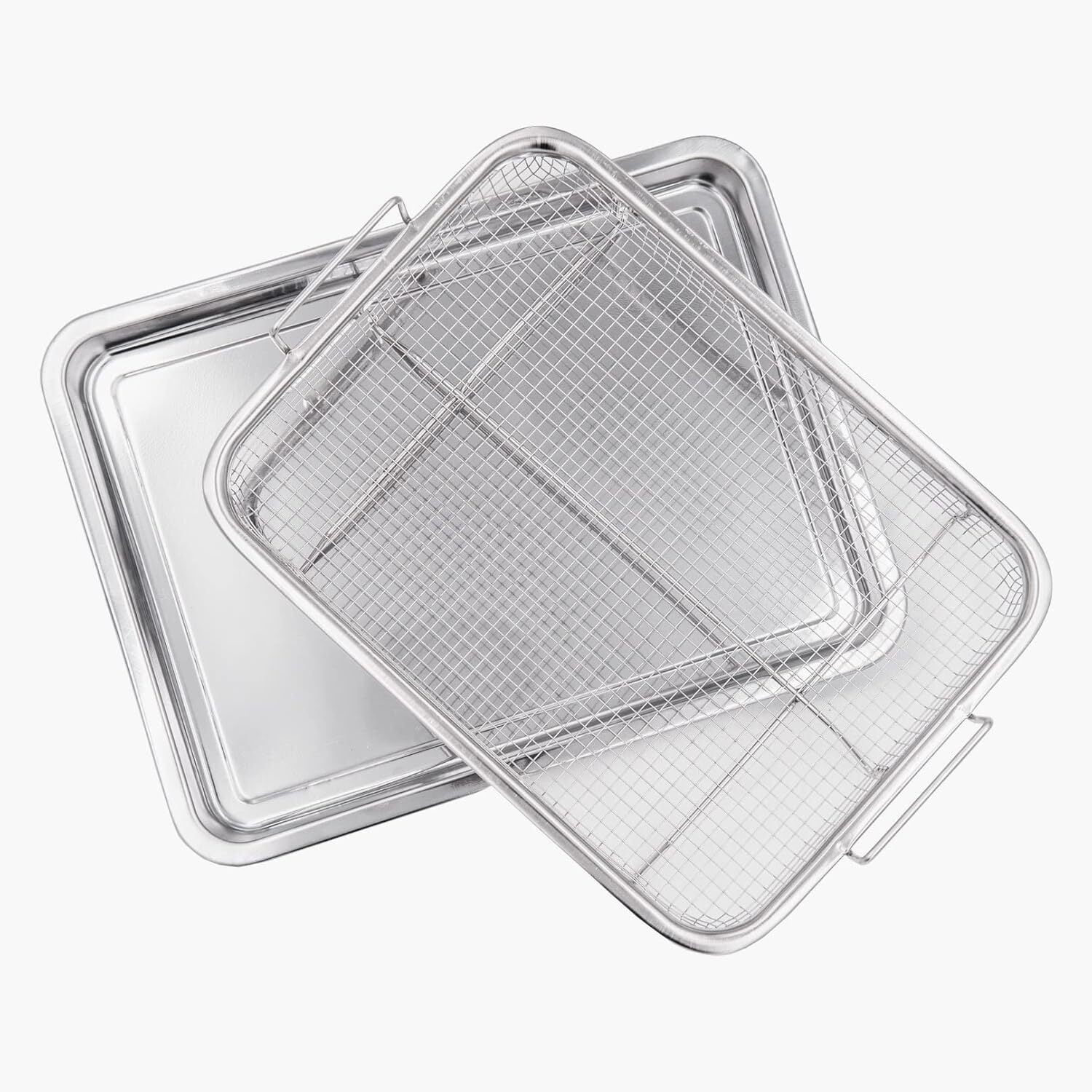 LQQBOX Air Fryer Basket for Oven, 19.09'' x 12.8'' Extra Large Air Fryer Basket and Pan, Stainless Steel Oven Air Fryer Basket and Tray