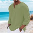 thumbnail image 2 of Umfun Men's & Big Men's Long Sleeve Henley Shirt Distressed Hem Casual Button Placket Pullover Top Lightweight Breathable Tunic for Fall Spring Vacation Daily Wear, 2 of 7
