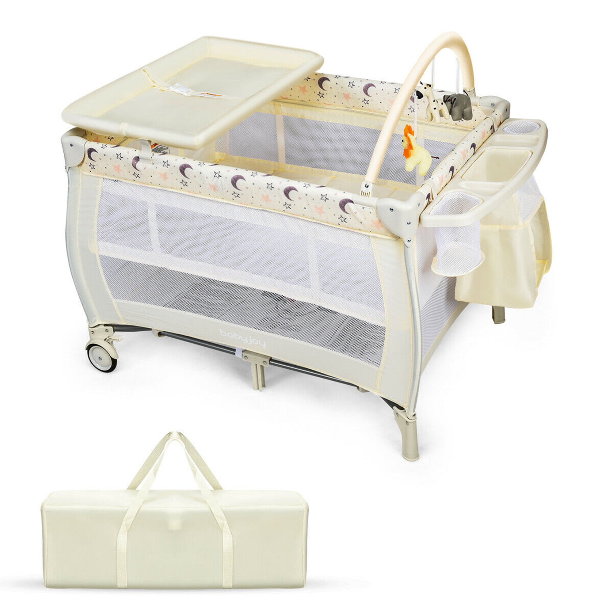Topbuy 3 in 1 Convertible Baby Playards Portable Baby Playpen with 