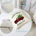 thumbnail image 3 of Set Of 4 Christmas Decorative Throw Pillow Covers Christmas Holiday Xmas Square Linen Cushion Covers Merry Christmas Trees Red Truck Snowflakes Deer Outdoor Couch Sofa Home Pillow Cases 18x18 Inch, 3 of 6