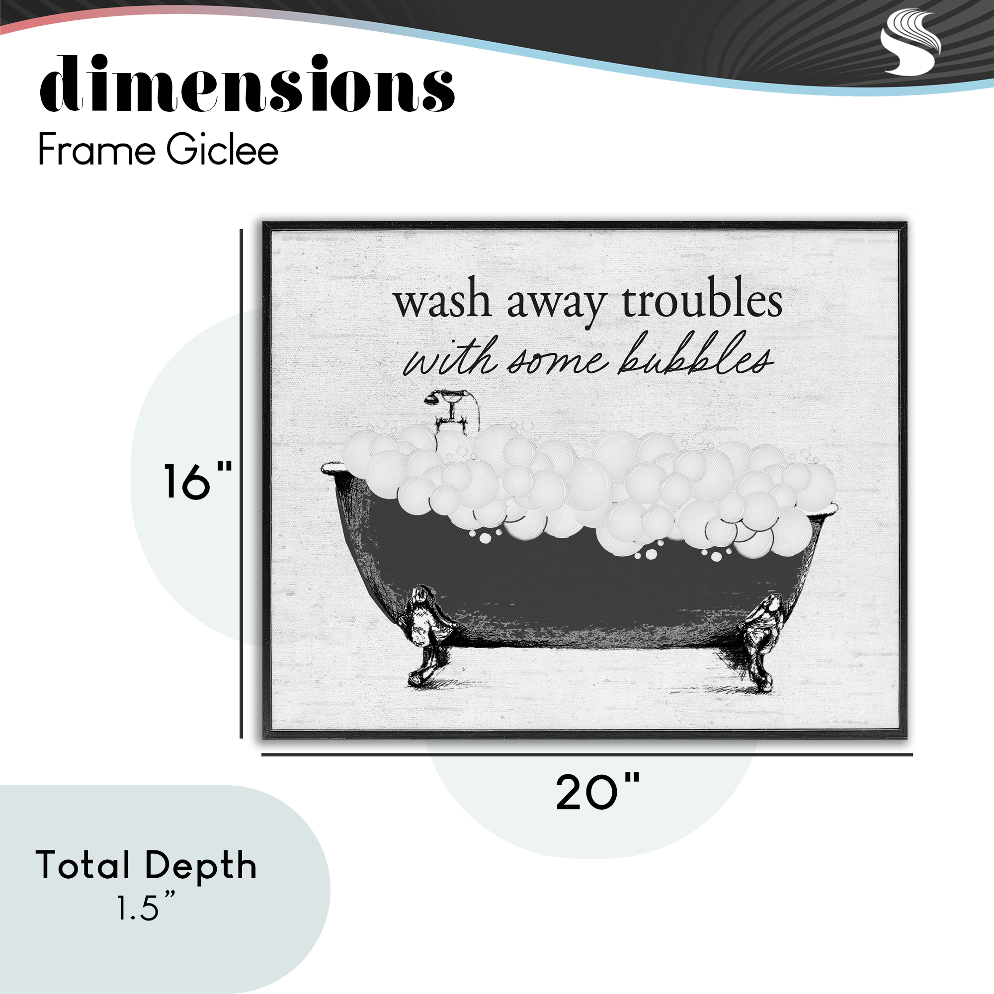 Uplifting Bubble Bath Rhyme Black Framed Giclee Art, design by Lettered and Lined