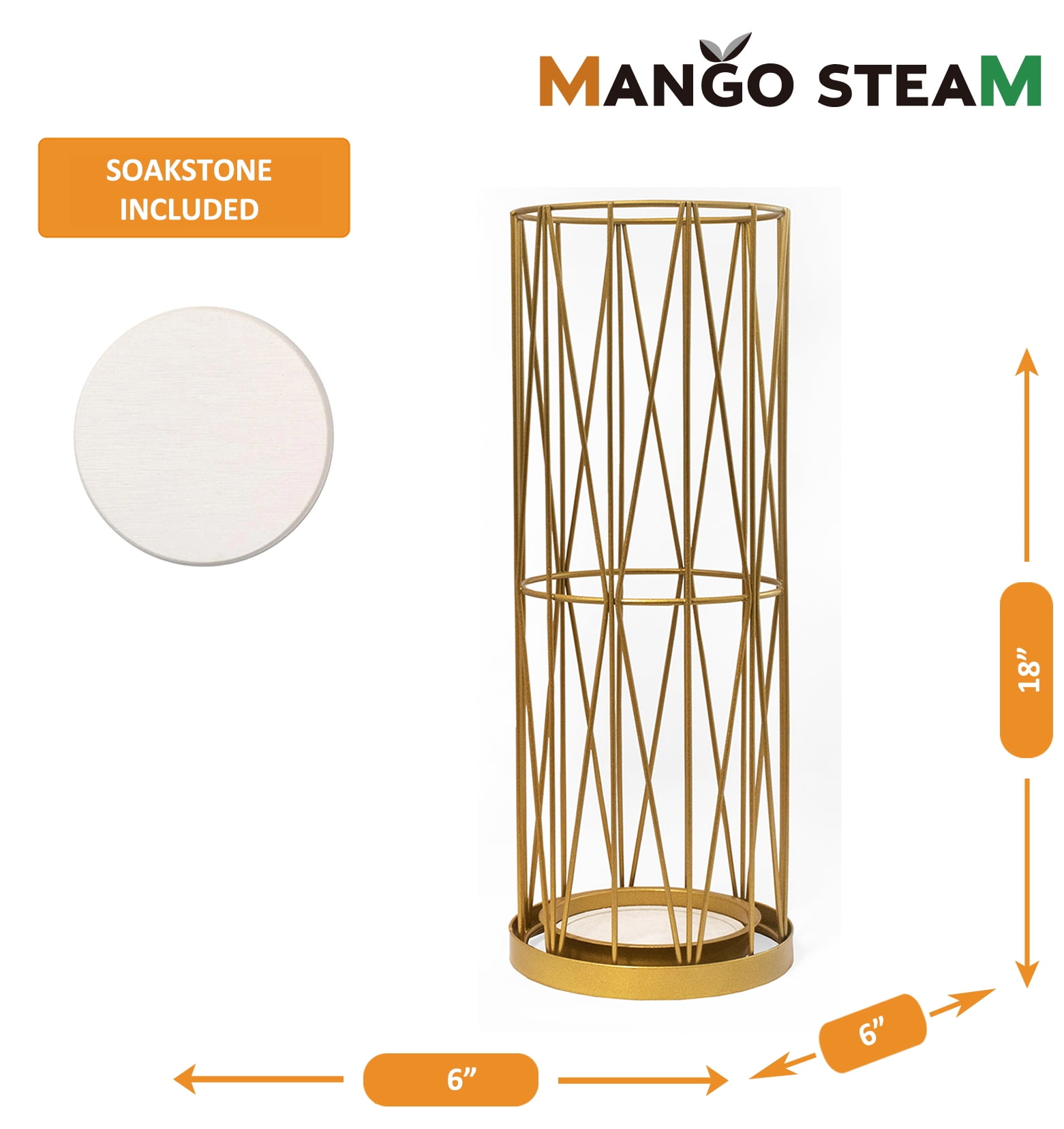 Mango Steam Pluvian Soakstone Metal Umbrella Holder for Living Room or Entryway, Gold