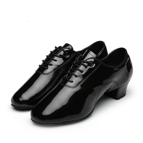 ZHOGXU Big Kids Boys Girls Dance Shoes Prom Ballroom Latin Dance Shoes Solid Color Lace Up Leather Shoes Black 33