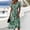 Green, variant on CheerKidz Women's Casual Floral Print V-Neck Midi Dress with Short Sleeves Light Blue L