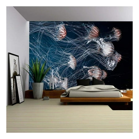 Countryside Wallpaper Mural - wall26 Jellyfish under the Deep Ocean - Removable Wall Mural | Self-adhesive Large Wallpaper - 100x144 inches