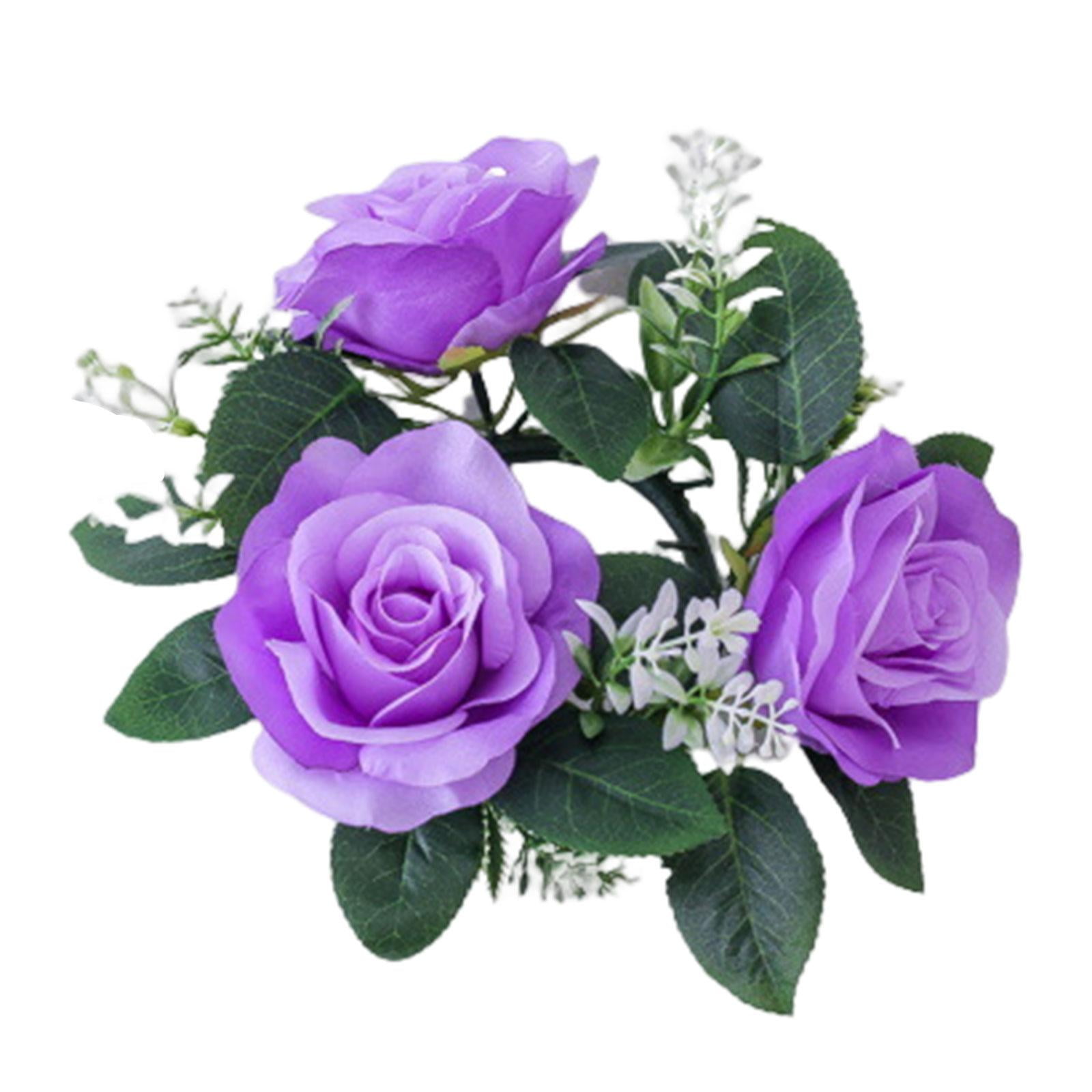 Artificial Roses Candle Rings Round Flower Garland for Wedding Door