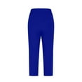 thumbnail image 5 of Ecqkame Summer Women's Yoga Capris Pants Elastic High Waisted Leggings Thin Sports Pants Solid Color Lace Patchwork Tummy Control Running Pants with Pockets 02-Blue XXL, 5 of 6