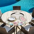thumbnail image 6 of Easter Bunny Round Tablecloth, Fitted Table Cover with Elastic for 55"-60" Round Tables, Colorful Eggs Cute Rabbit Grey Country Wooden Table Cloth Outdoor Indoor Dinning Party Waterproof Tablecloths, 6 of 7