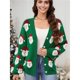 thumbnail image 4 of Suéteres Navideños Tipo Cárdigan para Mujer, Suaves, de Larga y Punto Navideño. Verde M, 4 of 10
