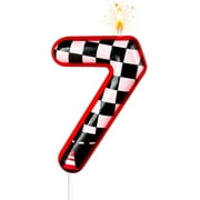 Black and White Plaid Digital Birthday Candles, Racing Theme Party Cake Decoration, Suitable for Cartoon Cars Theme (7)