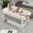 thumbnail image 6 of 44.5" Portable Folding Bathtub, Small Foldable Tub with Thermal Cover & Massage Roller, Large Collapsible Tub, Freestanding Surround Collapsible Tub, Heightened Foldable Bathtub Queroig, 6 of 10