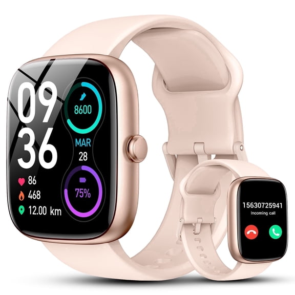 Smart Watch for Men Women, 1.85" Smartwatch with Bluetooth Call, Fitness Tracker, 100 Sports Modes, IP68 Waterproof Smart Watch Compatible with Android iOS, for Gift Pink